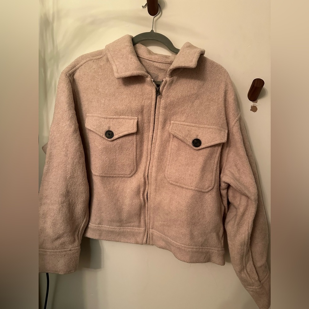 Everlane wool shacket in cream